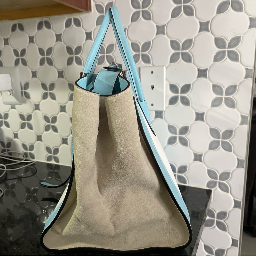 Authentic Valentino Cynthia By Mario -Handbag Tote White And Blue - Picture 3 of 12